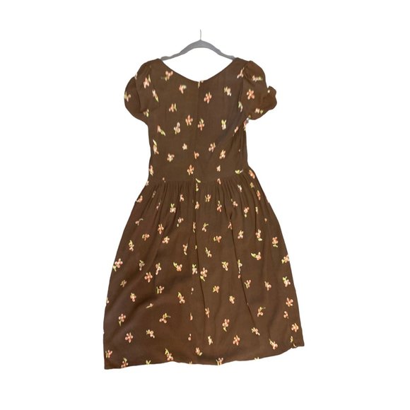 CHRISTY DAWN Brown Orange Yellow Floral Print Boho Knee Length Dress-Size Medium - Picture 2 of 16